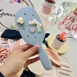 Kitsch Blue Hair Brush with Decorative Accents